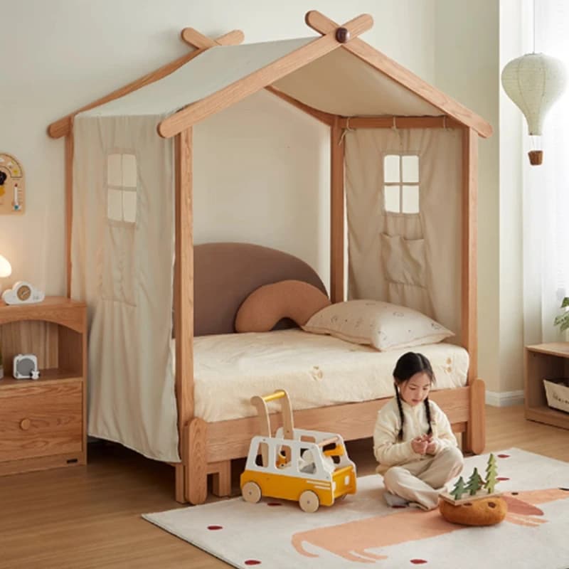 Nordic Children Girls Bed Bedroom Wood Retractable Sleeper Canopy Beds Double Luxury Modern Camas De Dormitorio Furniture Home