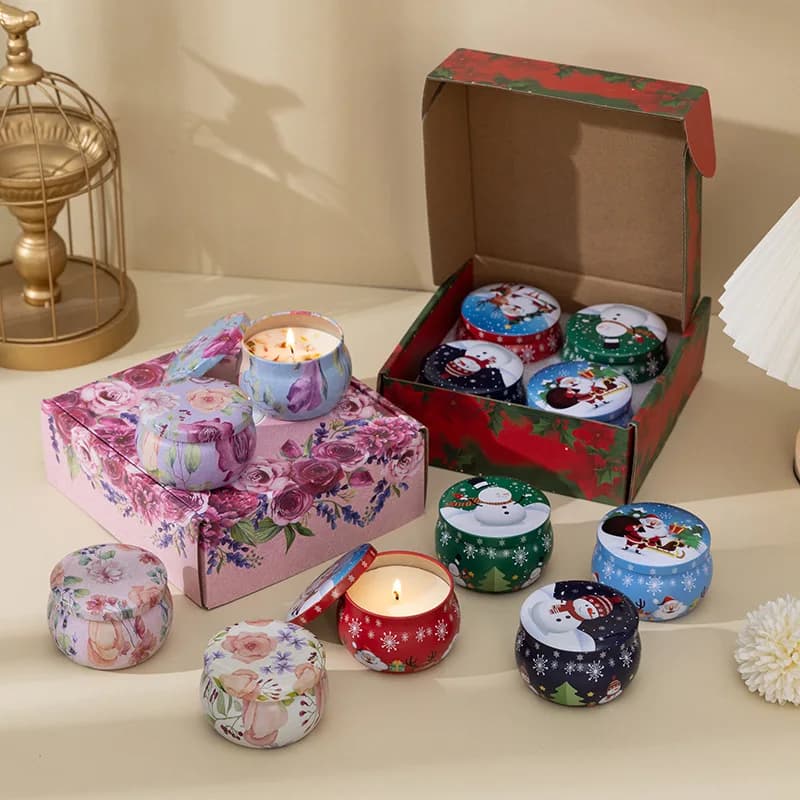 Christmas Fragrance Candle Gift Set Ethnic Style Smokeless Soy Wax Aromatherapy Candle 4-piece Set