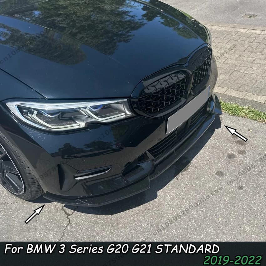 3Pcs Front Splitter V.2 For BMW G20 G21 Pre-Lci 2019-2022 Sedan/Touring Maxton Style Bumper Lip Spoiler Splitter Diffuser Tuning