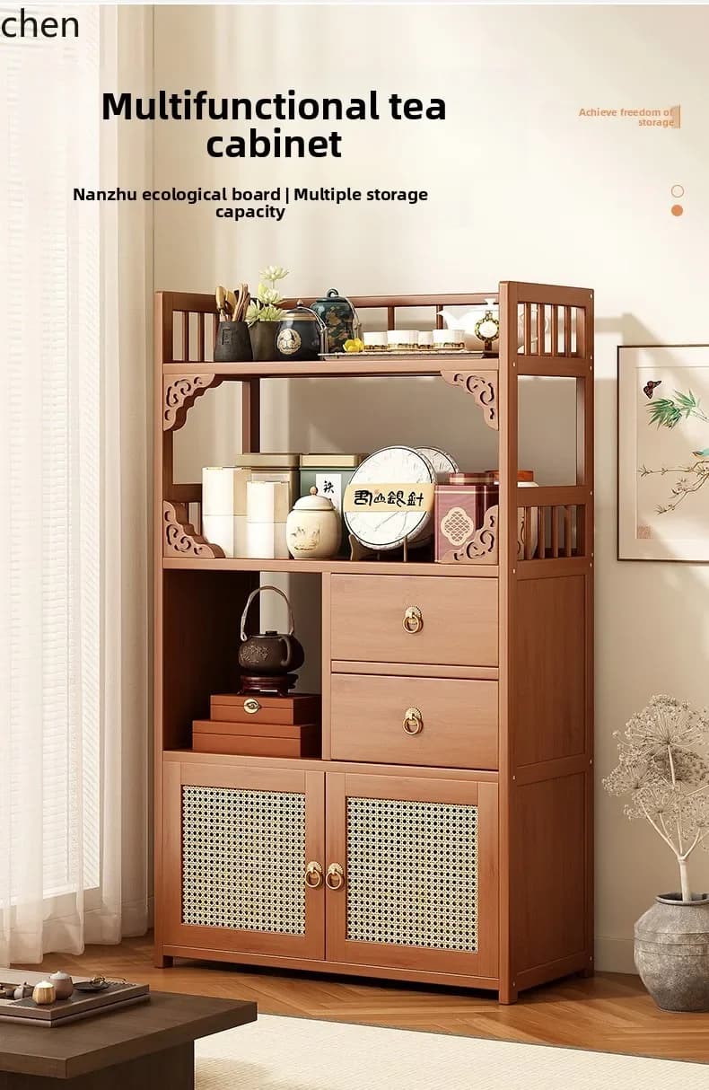 H5.25 tea room multi-layer display cabinet tea tea set rack small storage storage cabinet