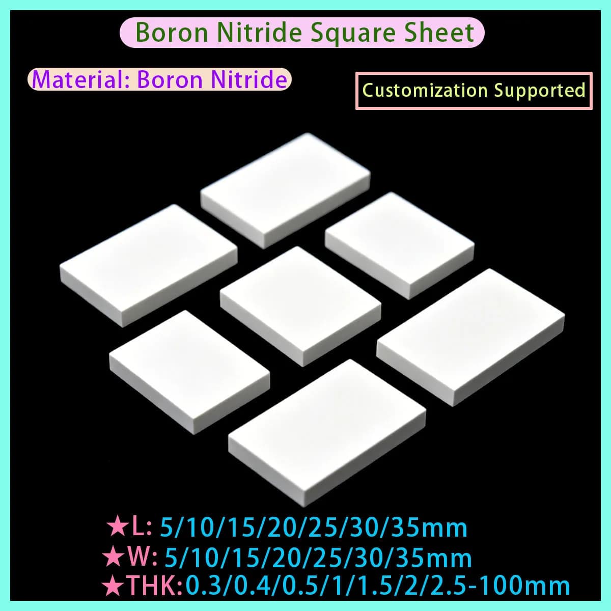 Hot Pressed Hexagonal Boron Nitride Ceramic, Insulation Sheet, Flat Gasket, Solid Board and Block, High Temperature Custom Machi