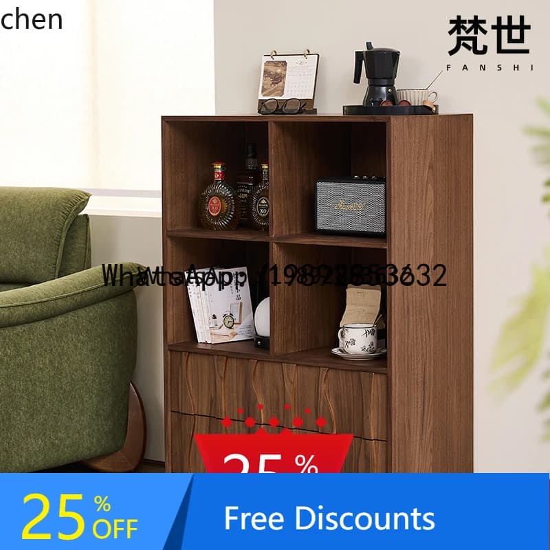 Solid Wood Standing Cabinet Living Room Wall Display Storage Cabinet Household Bedroom Drawer Locker