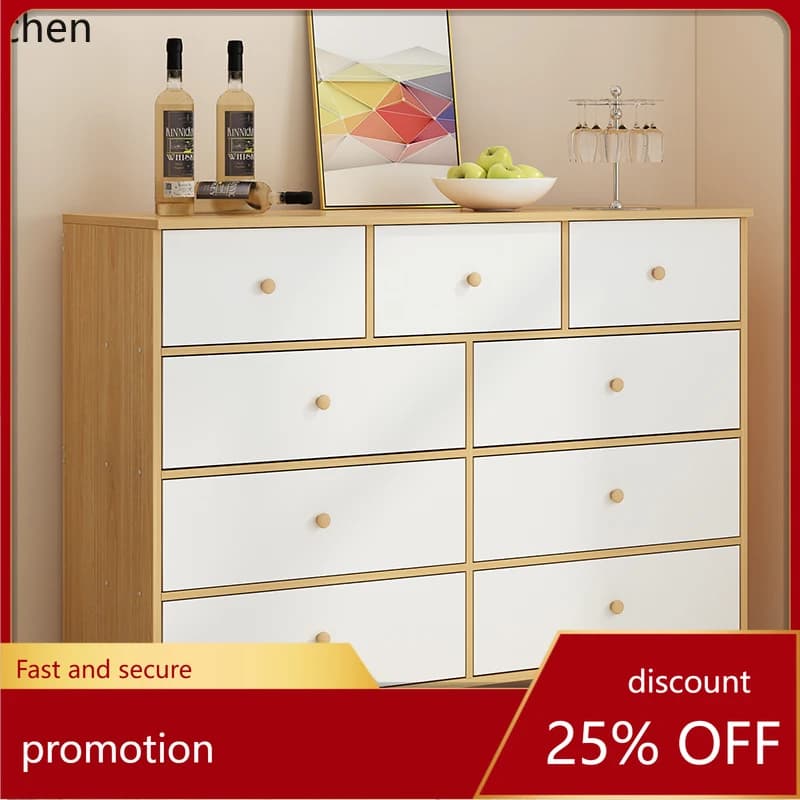 YFY Bedroom and Household Simple Nail Art Multi-Layer Chest Drawer Solid Wood Leg Dustproof Widened