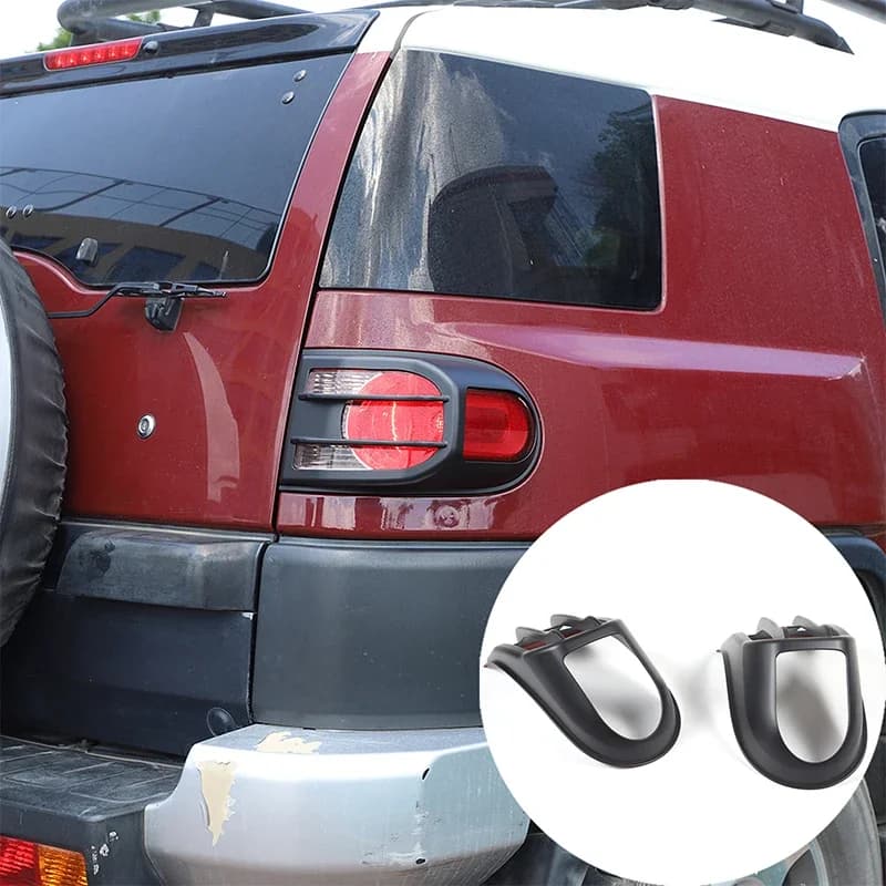 2Pcs For Toyota FJ Cruiser 2007-2021 ABS Matt Black/Silver Car Rear Taillight Tail Light Lamp Cover Trim Sticker Accessories