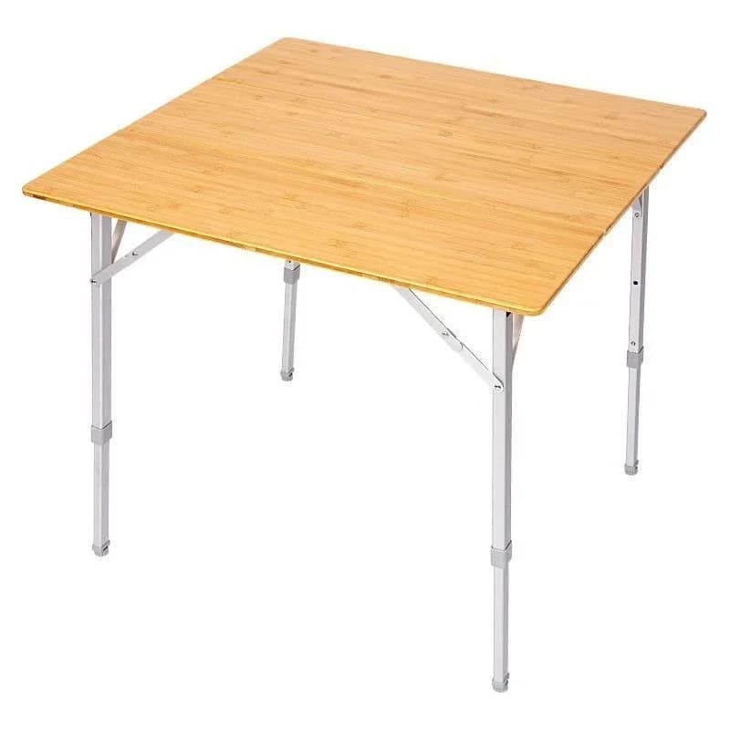 Outdoor table Portable folding table, liftable aluminum alloy bamboo table