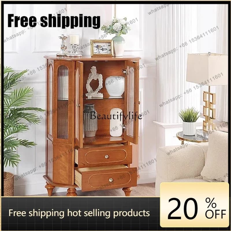 Customizable French Solid Wood Decorative Cabinet Retro Storage Light Luxury Cream Style Multi-functional Home Bookcase