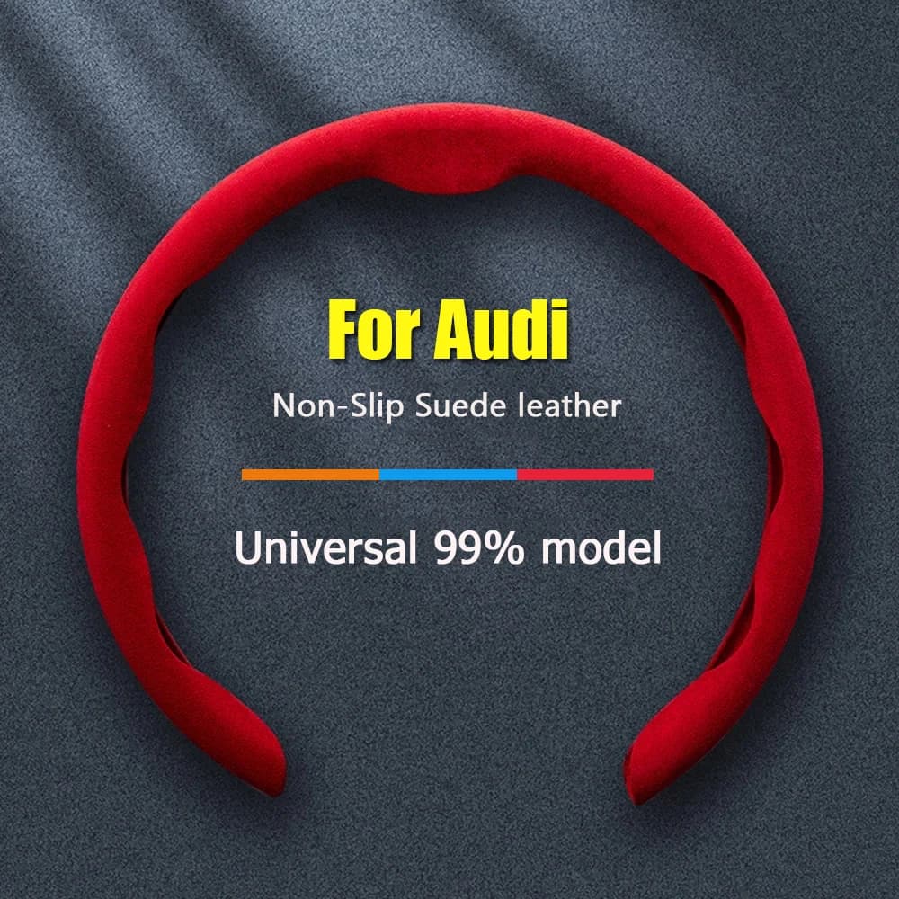For Audi Car Steering Wheel Cover Suede Leather Anti-Skid Covers Auto Parts Fit A1 A2 A3 A4 A5 A6 A7 A8 Q2 Q3 Q5 Q7 Q8 SQ RS R T