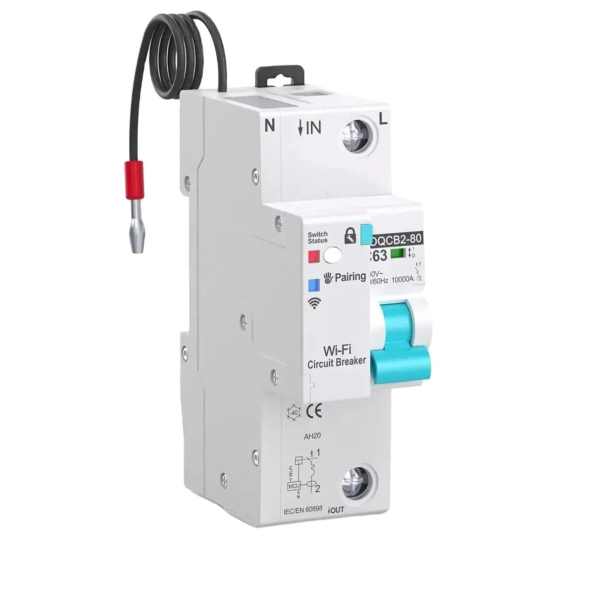 2024 New   Smart MCB Switch AC230V 1P Circuit Breaker with Meter PST-TOQCB2-1P Wireless Connectivity Connectivity