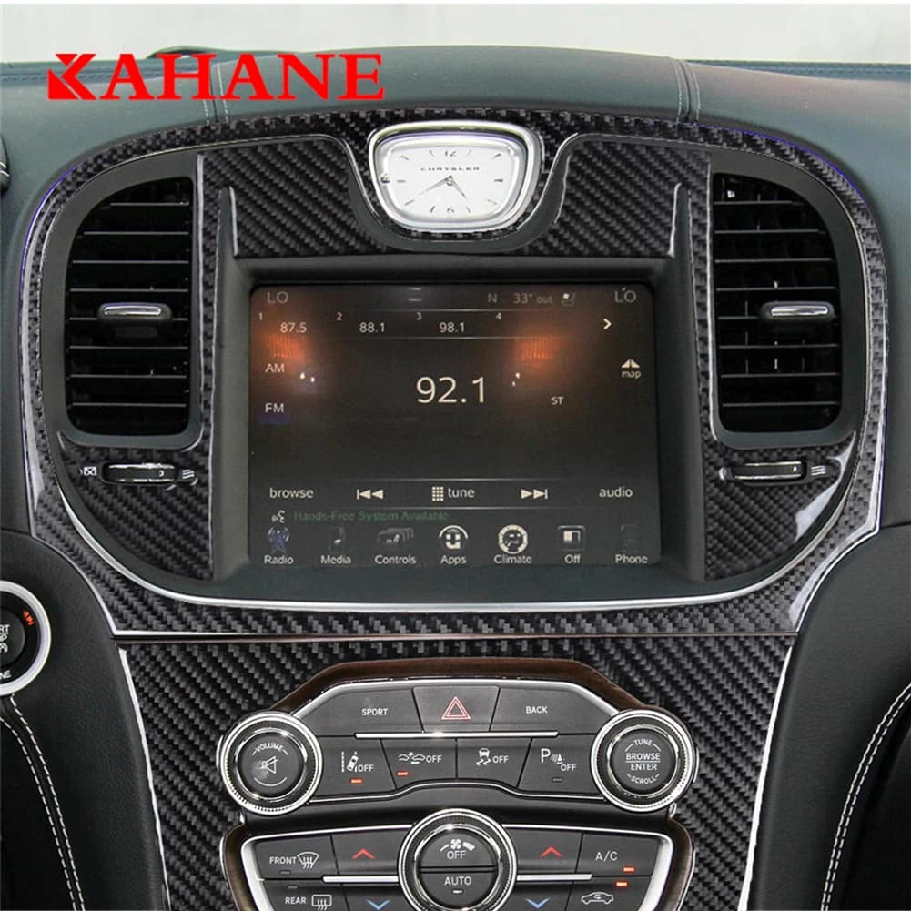 Car Carbon Fiber Stickers Central Console Panel Decorative For Chrysler 300 2015 2016 2017 Interior Accessories Cover Trim