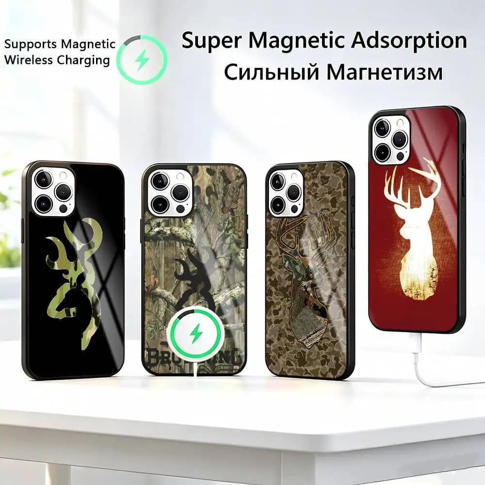 Cool BrowningS Huntings D-DEERs  Phone Case For iPhone17,16,15,14,13,12,11 Plus,Pro Supports Magnetic Wireless Charging