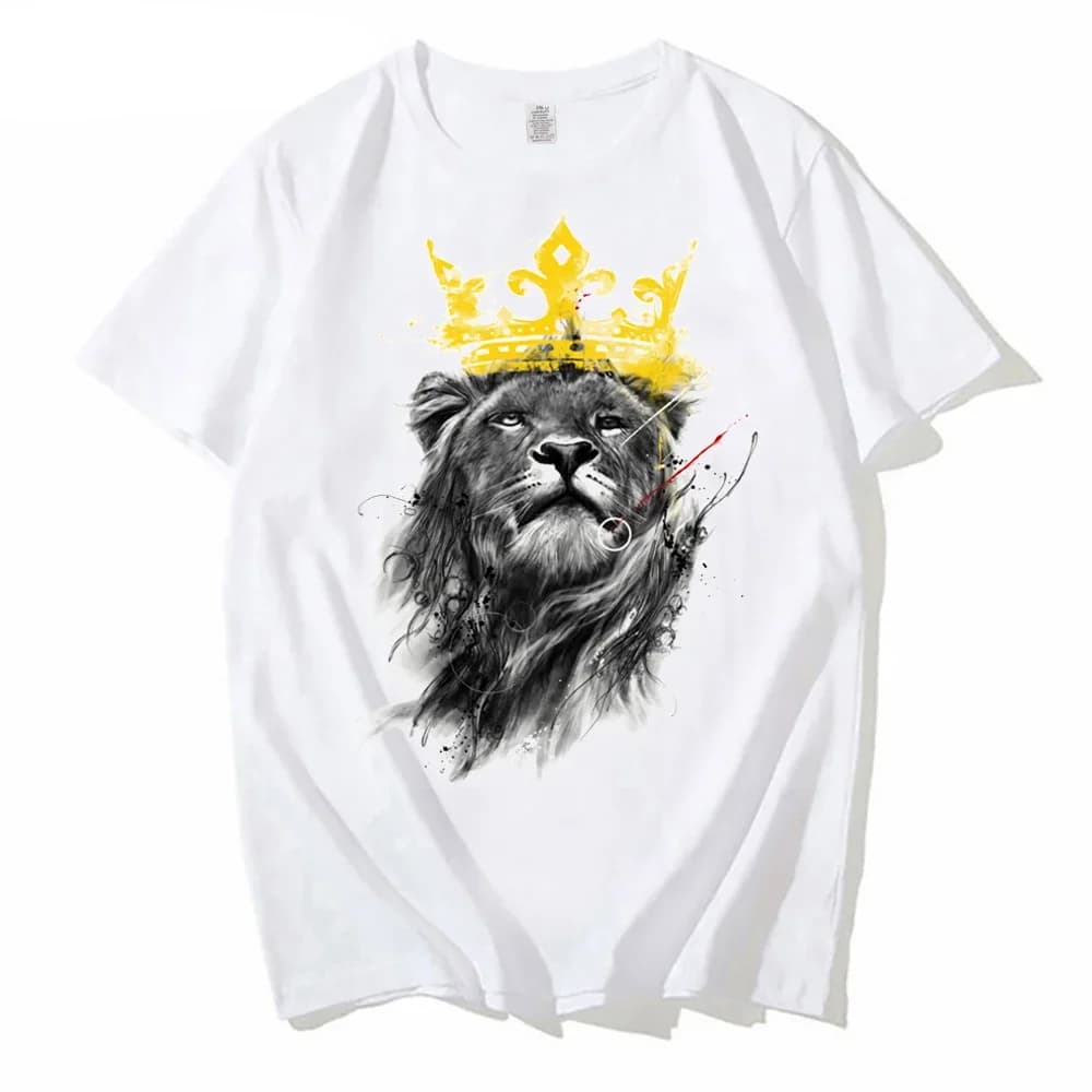 Summer Fashion Mens Creative Tshirt King Of Lion Print Tee Homme Hip-Hop Cool Tshirt