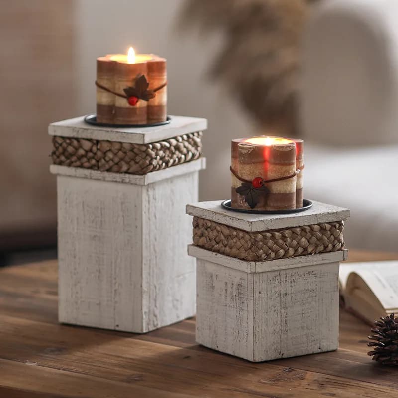 Wooden desktop candlestick living room bedroom B & B hotel creative ornaments