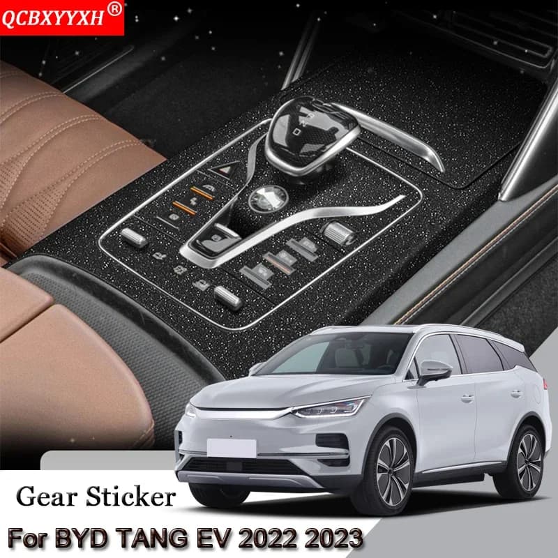 Car Interior Sticker For BYD TANG EV 2022 2023 Car Gear Panel Sticker Gear Box Protective Film Carbon Fiber Black Accessories