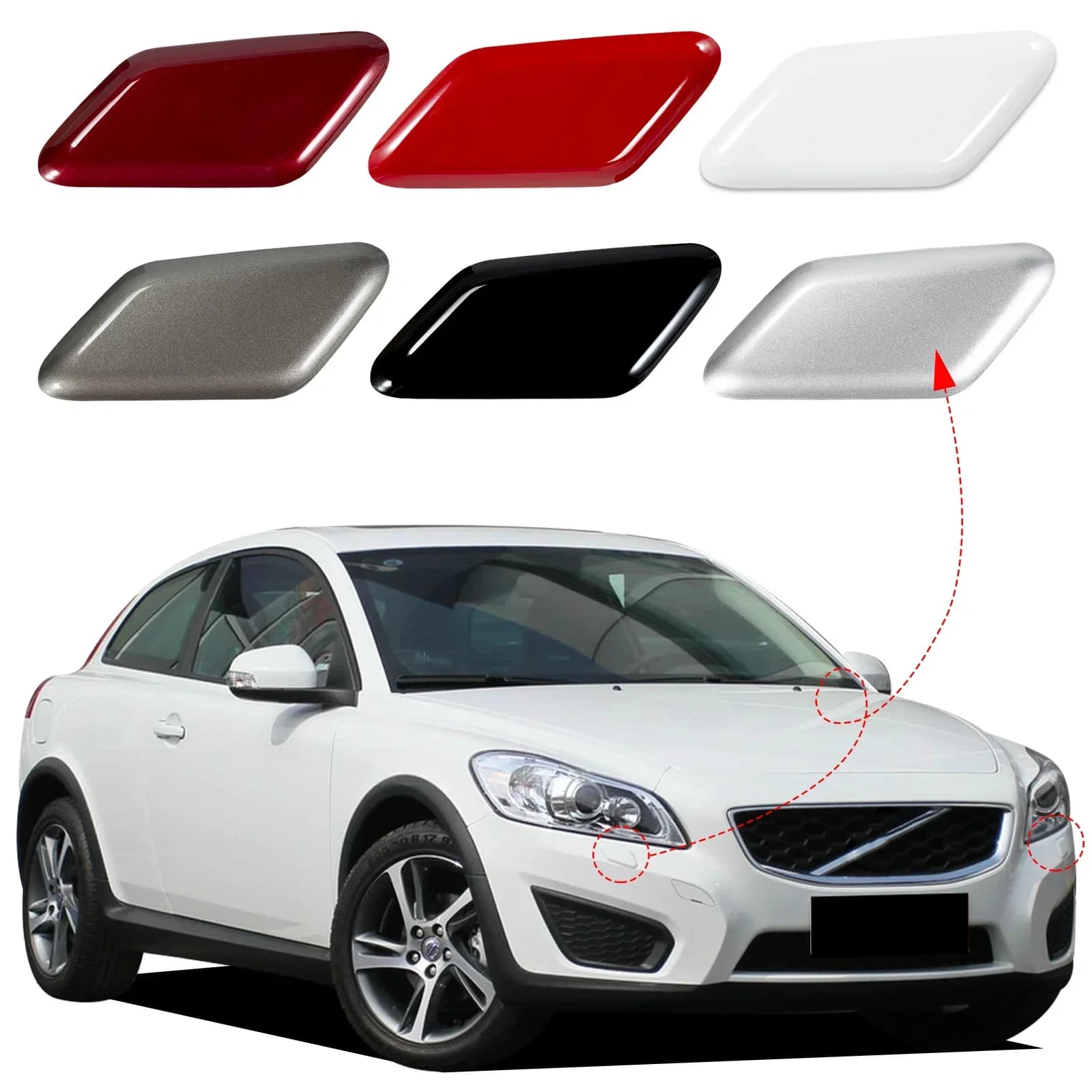 Tapa de la cubierta de la arandela del faro del parachoques delantero para Volvo C30 2010 2011 2012 2013 39863927 39863944