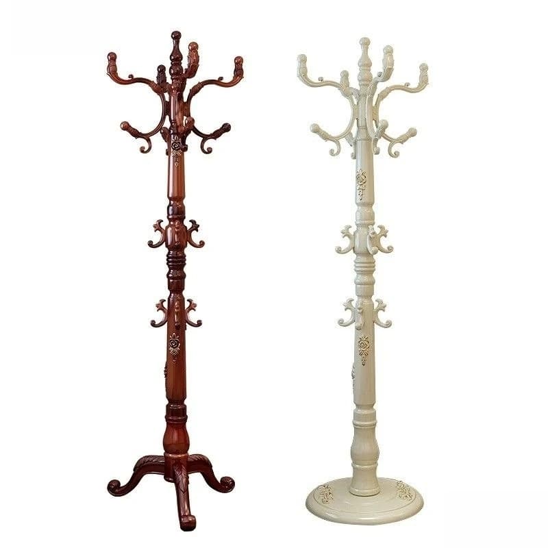 Carved European Style Solid Wood Coat Rack, Floor-standing Master Bedroom Clothes Rack, Floor-standing Household