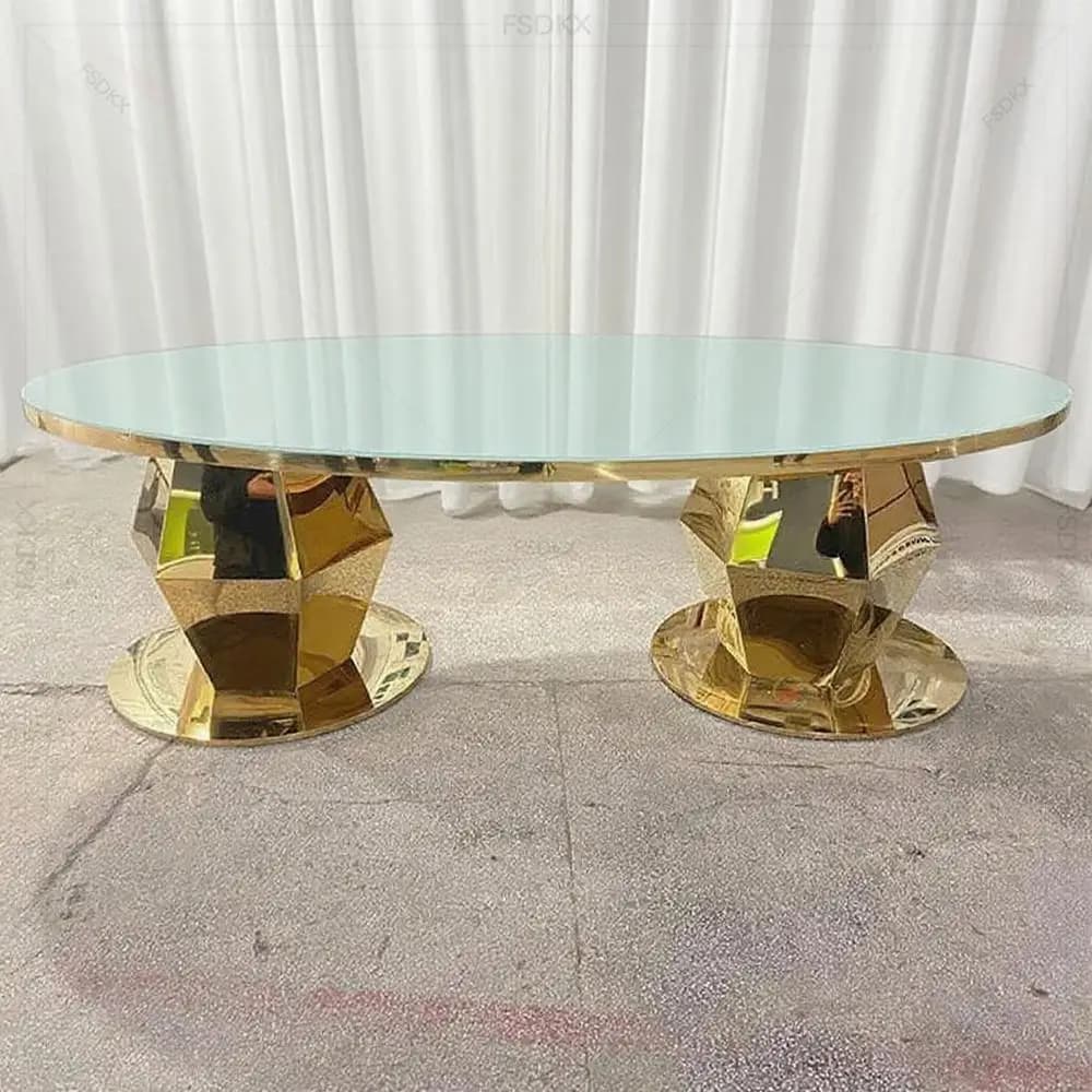 Factory Direct Sales Wedding Furniture Silver Stainless Steel Bride and Groom Tables for Weddings