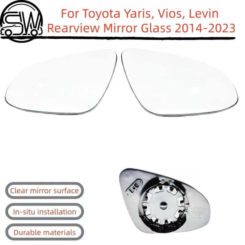 For Toyota Yaris, Vios, Levin Rearview Mirror Glass 2014-2023 Without Heating.