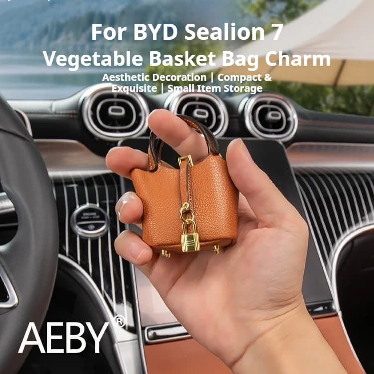 AEBY For BYD Sealion 7 2024 Leather Luxury Key Case, Fashion Car Key Fob Cover Protector,Universal Anti-Lost Car Accessories