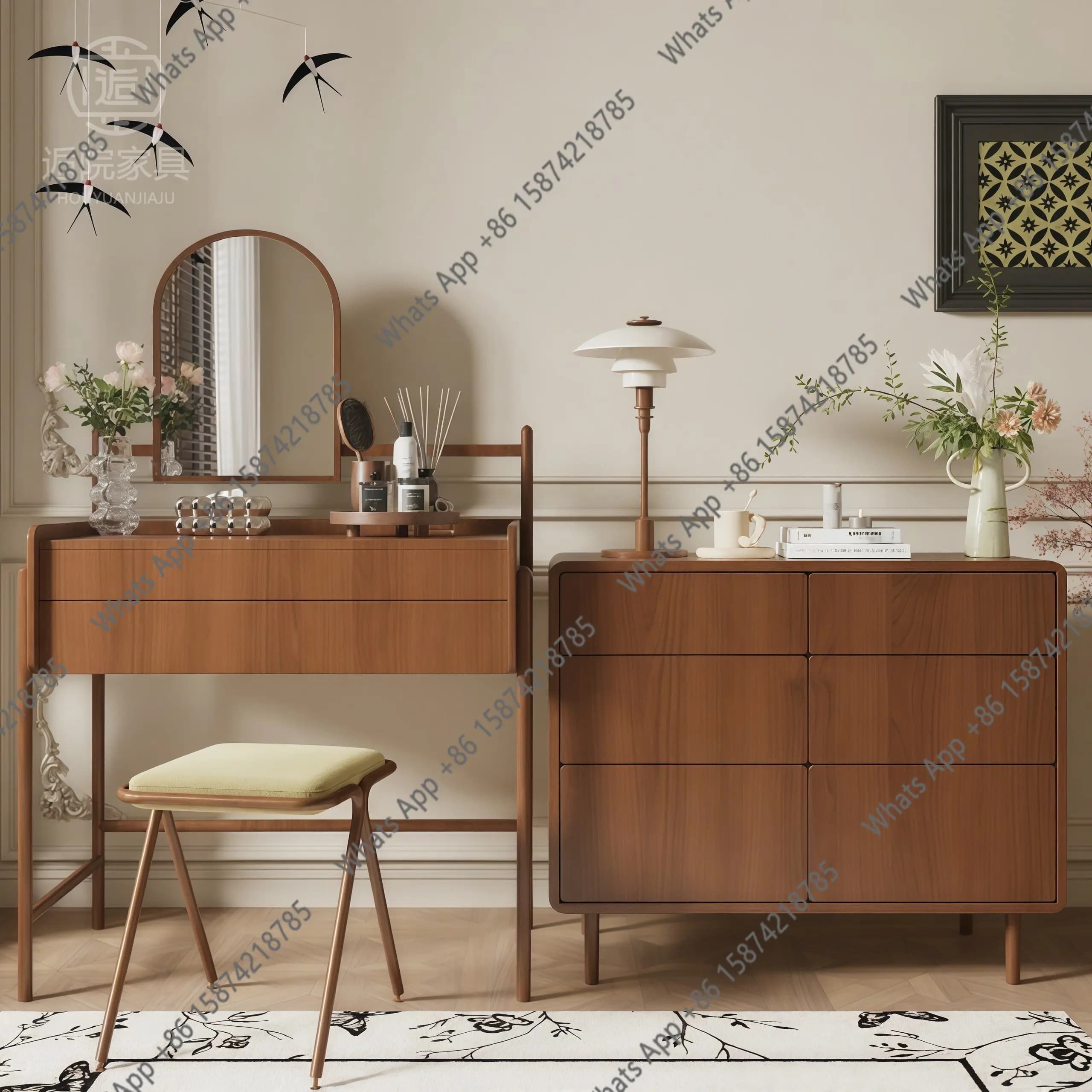 K Integrated, Simple Modern Bedroom, Small Makeup Table, Acrylic Corner Custom Model Dresser, Makeup Table, Chest,