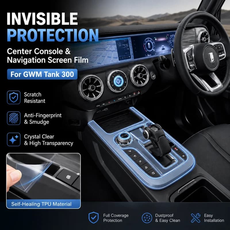 For GWM, For Tank 300 Overseas RHD Center Console Gear Shift Film Navigation Screen Protector Film Modification Trim