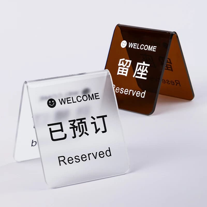 Acrylic Double-Sided QR Code Sign Table Number Stand Desktop Scan QR Code to Order Reserved Seat Display Board for Restaurant