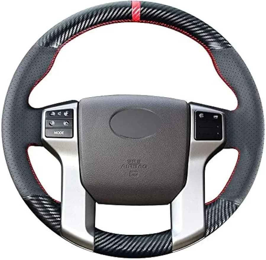 DIY Stitching Carbon Fiber Steering Wheel Cover for Toyota Tacoma Tundra Sequoia 4Runner 12-21 Leather Interior Accessories