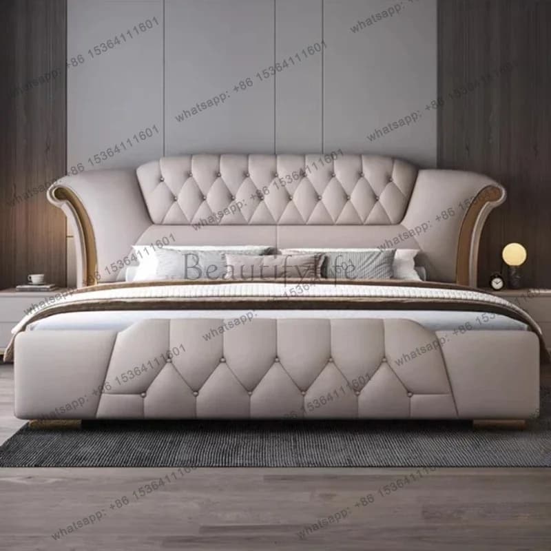FG king size leather Double bed 180x200cm Modern minimalist design bedroom beds High end luxury camas matrimoniales furniture