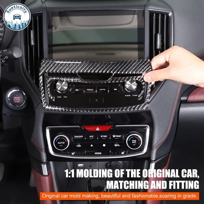 Soft Carbon Fibre For Subaru Forester 2019-2024 Glass Lift Gear Air Conditioner Panel Cover Interior Kit Trim Accessoires
