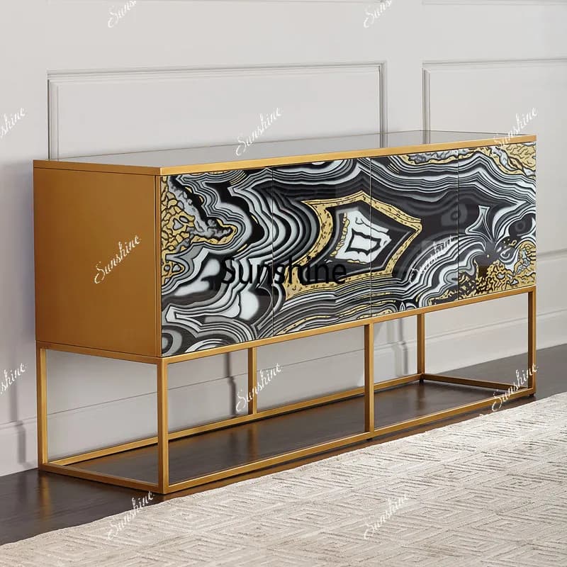Nordic postmodern solid wood porch foyer decoration, stainless steel, hand-painted