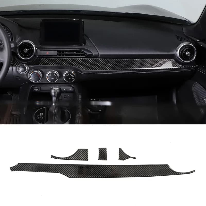 For 2016-2023 Mazda MX-5 Soft Carbon Fiber Car Center Control Dashboard Decorative Strip Sticker Car Interior Accessories 4Pcs