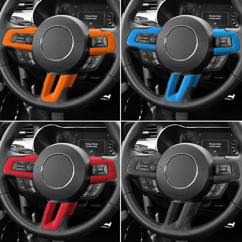 Made of Alcantara For Ford Mustang (2015-2022)Car Steering Wheel Panel Trim Stickers Interior Custom Premium Tuning Accessories