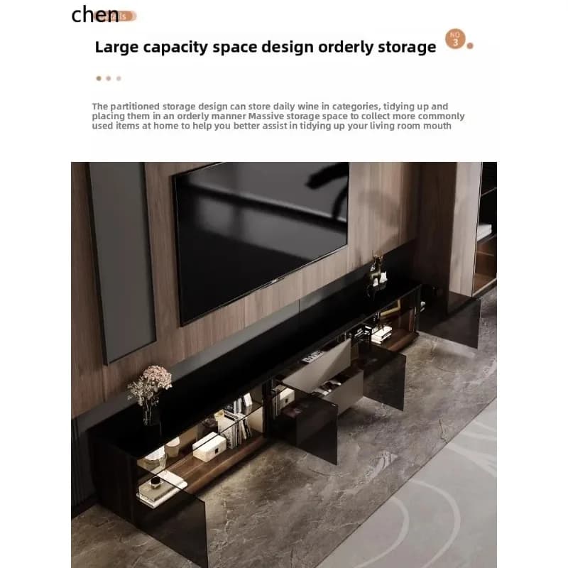 I-28 TV Cabinet Floor-standing High-end Glass Home Storage Organizer Living Room Cabinet