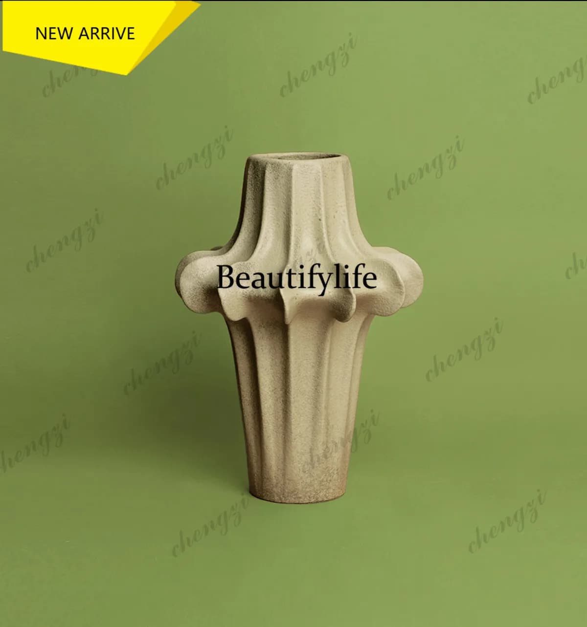 a95 Modern simple handmade ceramic art vase medieval model room restaurant coffee table desktop flower arrangement ornament