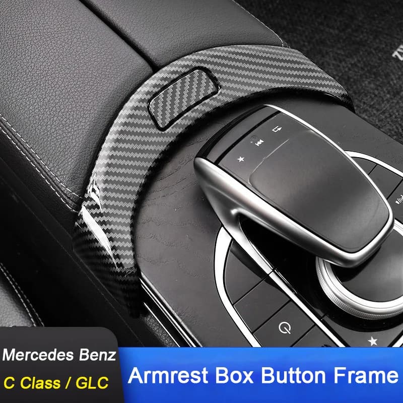 For Mercedes Benz C W205 E Class W213 GLC X254 2015-2022 Carbon Fiber Car Center Console Armrest Panel Cover Trim Accessories