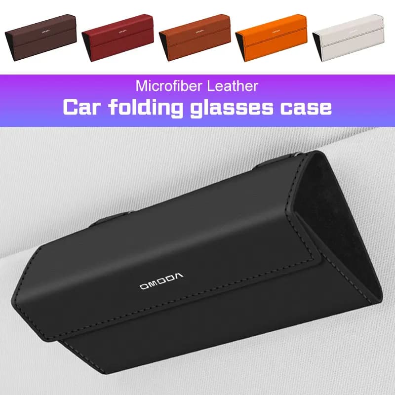 For Chery Omoda 5 9 FX C5 E5 C9 EV PHEV Leather Car Glasses Case Sun Visor Sunglasses Box Eyeglass Clip Storage Box Accessories