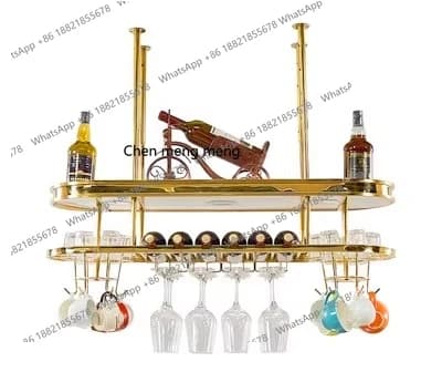 X Light Luxury Stainless Steel Bar Counter Red Wine Glass Rack Hanging   Glass Storage High-end   Bottle Red Wine Rack
