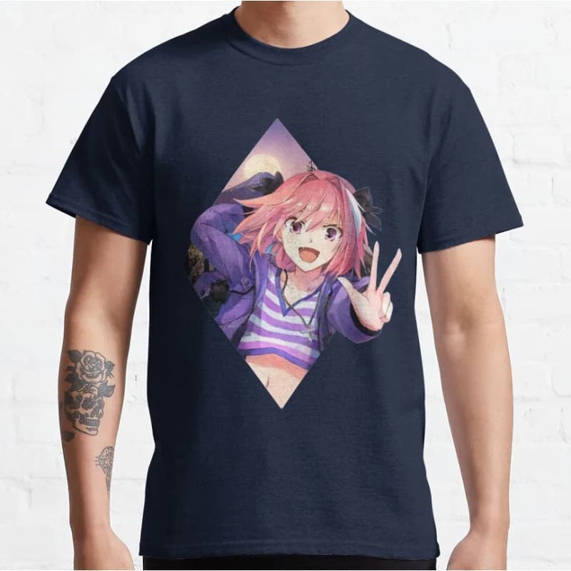 kawaii Astolfo Cute Anime video game Fate Short-sleeve crewneck T-shirt large size Adult Tops S-6xl