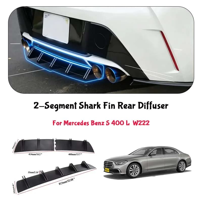 For Mercedes Benz S 400 L  W222 Shark Fin Rear Diffuser Split Chassis Spoiler Auto Aerodynamic Parts Aerodynamic Modification