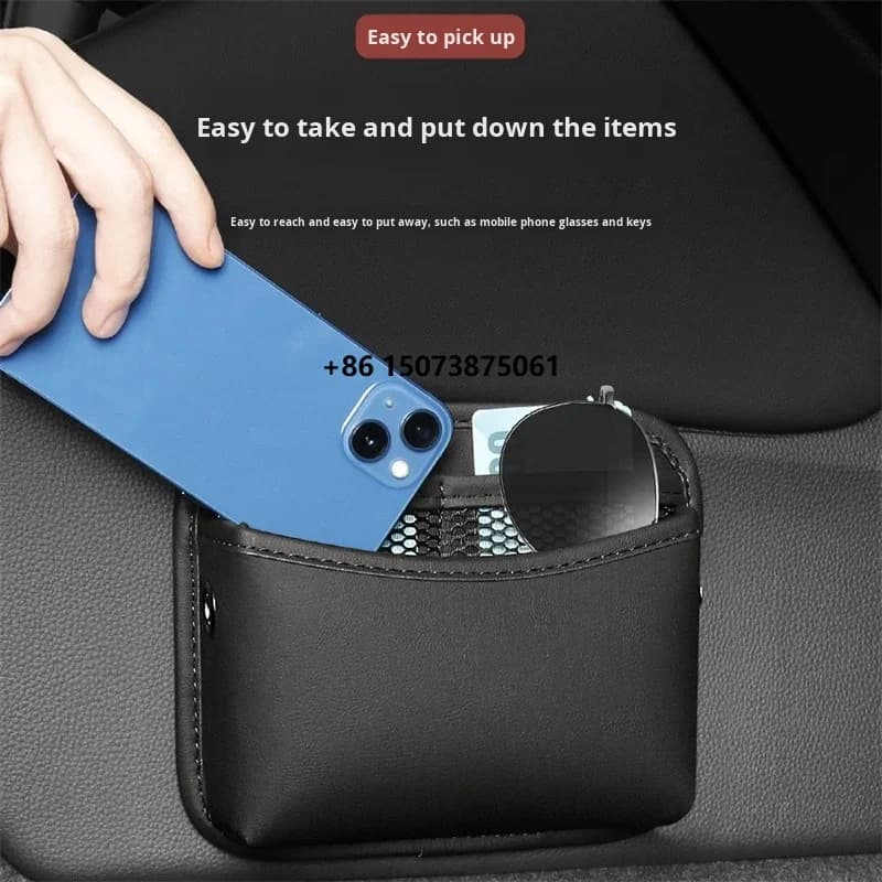 Leather Car Storage Bag Seat Backrest Trash Can Item Organizer Box Interior Convenient Multi-Position Installation Universal