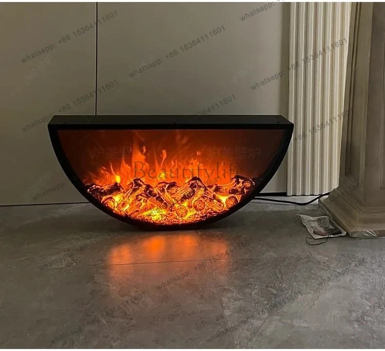 Customized round electronic fireplace Embedded simulation flame decoration Living room hanging