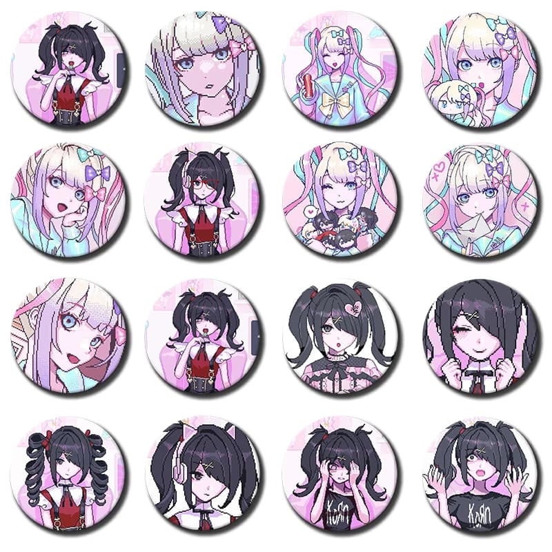 58mm Needy Girl Overdose Cute Cartoon Button Pin Pixelation KAngel Ame-Chan Gothic Lolita Brooch Badge Bag Decor Fans Collect