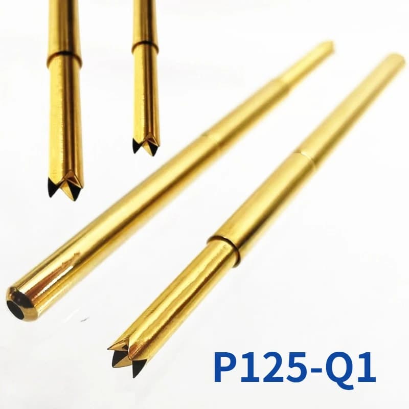100PCS Gold Plated PA125-Q1 Four-jaw Plum Blossom Head Brass Test Needle Needle Tube 2.02MM Length 33.35mm Spring Test Pin