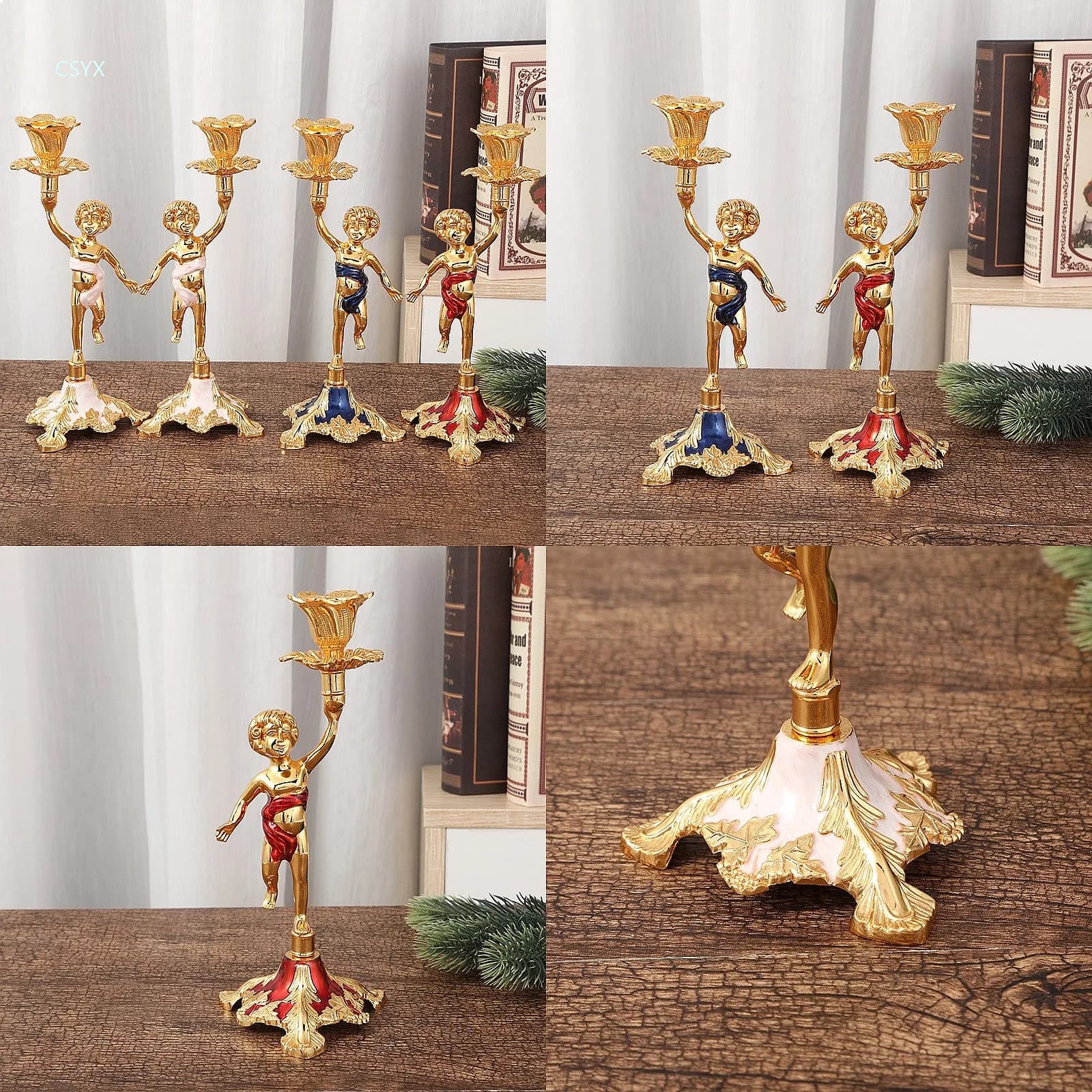 Fashion European American Style Torch Holding Kids Exquisite Table Decoration Ornament Hotel Home Lighting Candle Holder