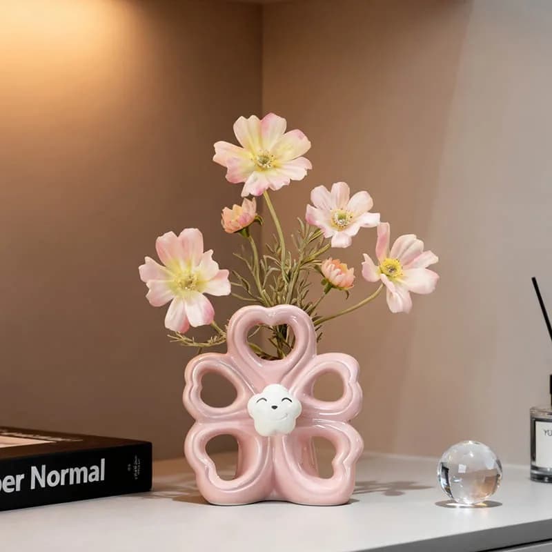 Cute Ceramic Flower Arrangement Vase Decorative Dining Table Living Room Entrance В Скандинавском Стиле تحف كبيره للمنزل