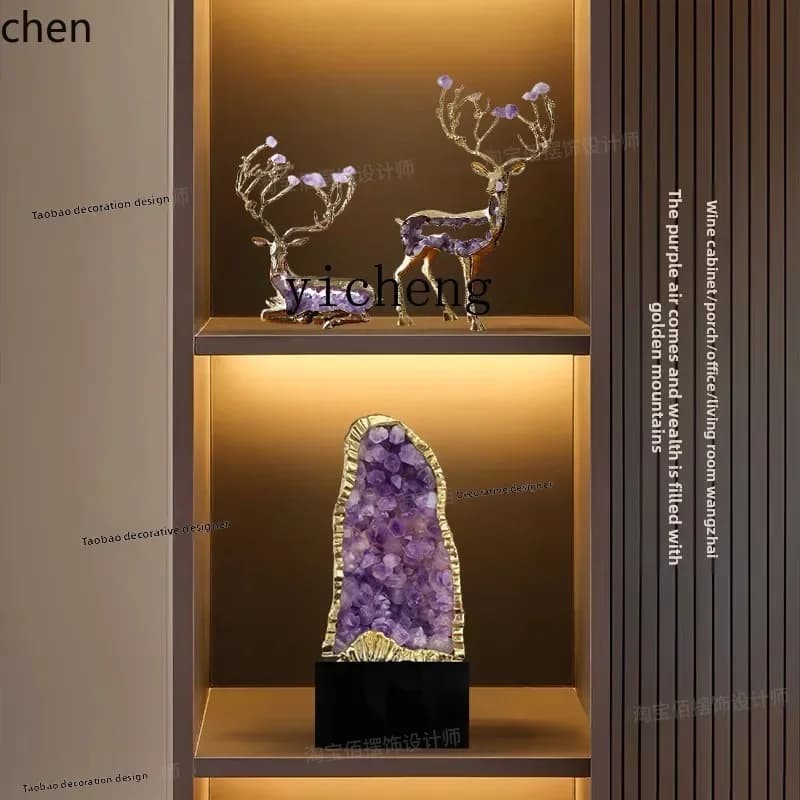 TQH7.2 Lucky Amethyst Ornament Backing Mountain Stone Wine Cabinet Ziqi Donglai Amethyst Cluster Crystal Cave