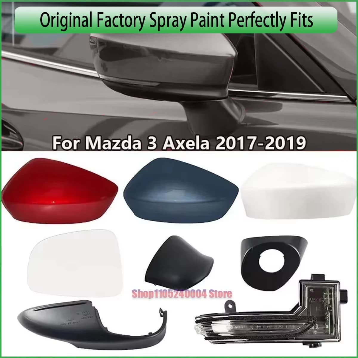 For Mazda 3 Axela M3 2017-2019 LHD Car Side Mirror Turn Signal Light Lamp Lens Glass Rearview Mirror Frame Lower Base Cover
