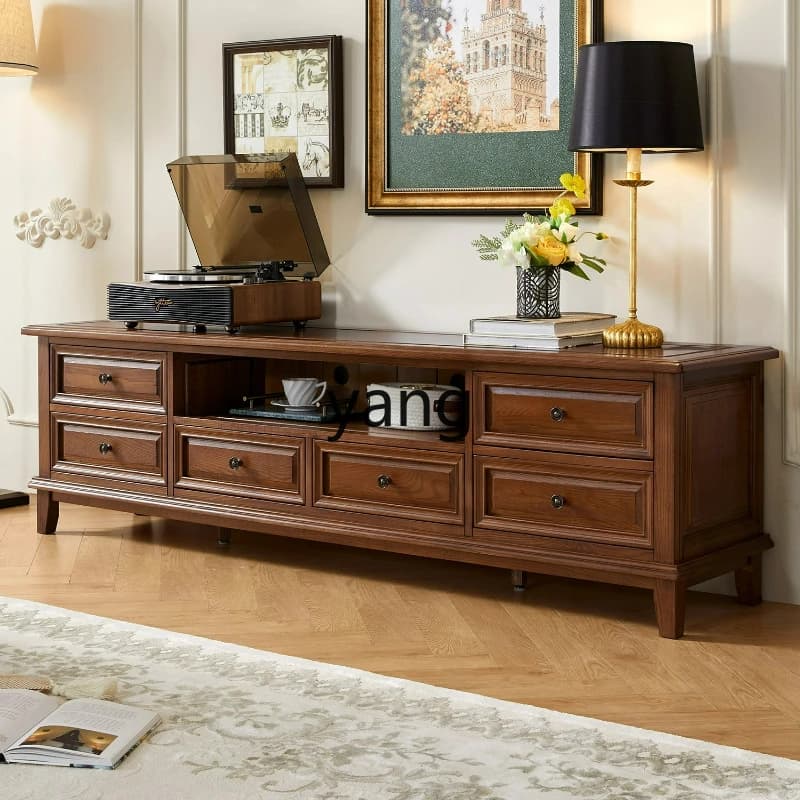 LTT American all-solid wood TV cabinet coffee table combination storage simple solid wood living room furniture