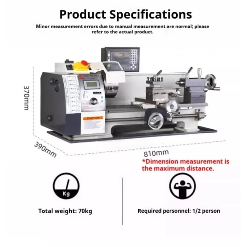 900W 220V Brushless Mini Metal Lathe Machine Variable Speed Multi-Functional DIY Woodworking Manual Lathe for Small Household