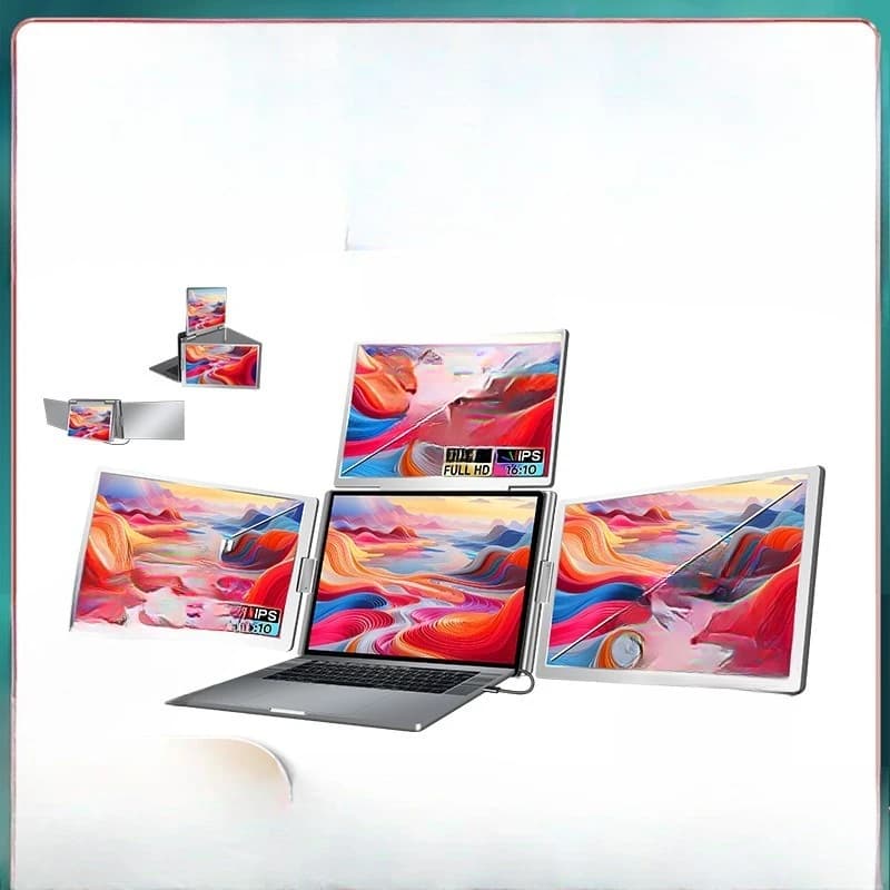 Three-screen portable display One-line connection Three-screen notebook sub-screen portable display