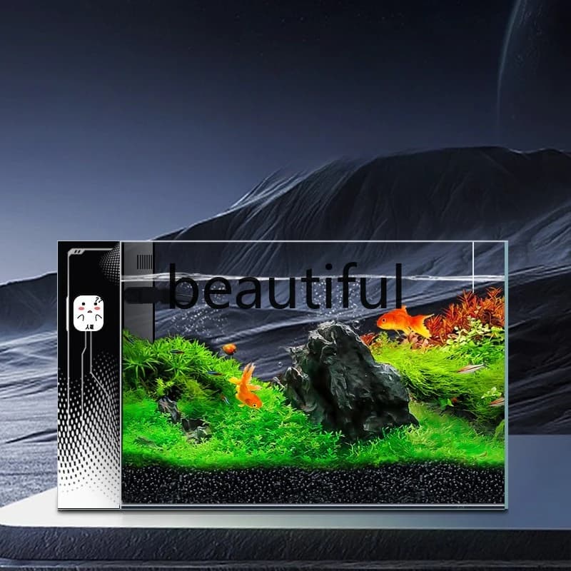 Small fish tank home desktop living room office side filter silent ecological ultra-white glass aquarium smart fish tank
